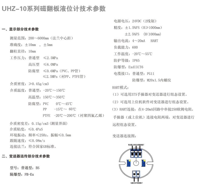 顶装式磁翻板液位计 UHZ-10B(图1)